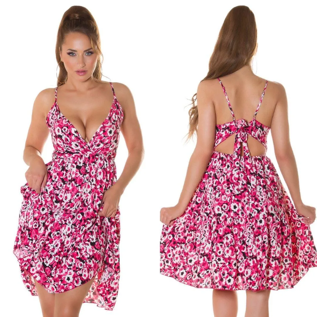Vestido de moda patrón floral Rosa