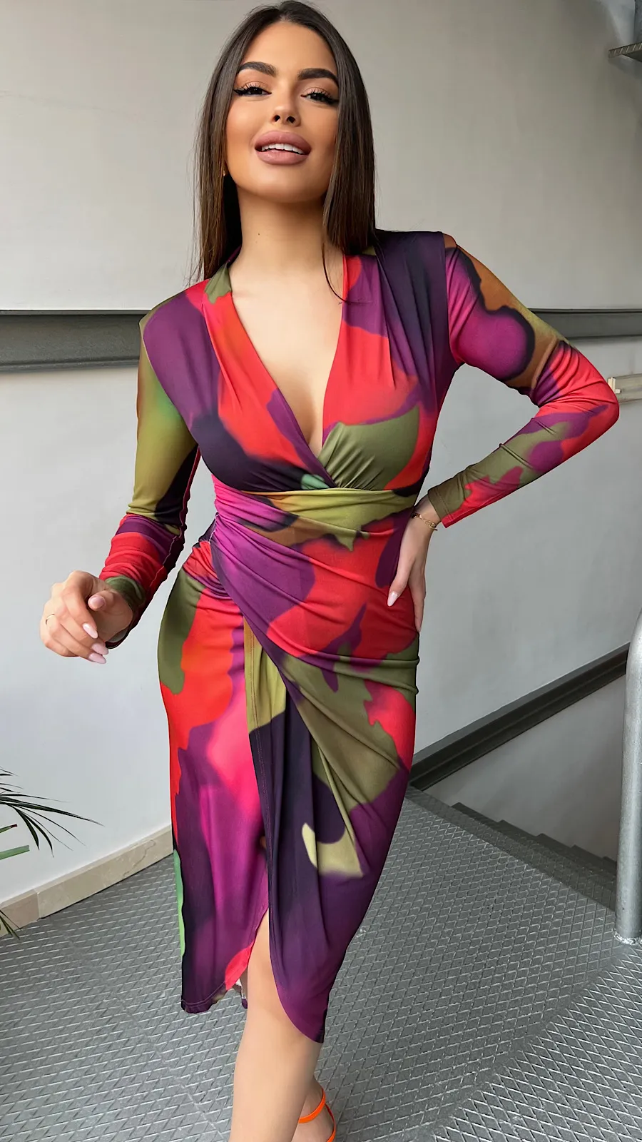 Vestido Drapeado Punto de seda Red&Green
