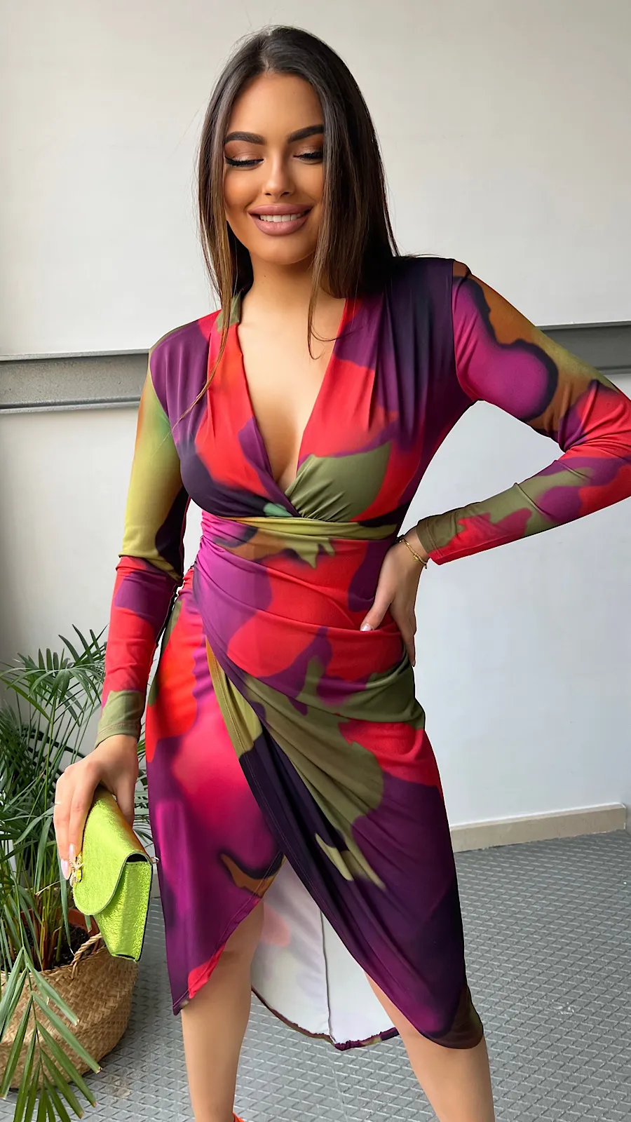 Vestido Drapeado Punto de seda Red&Green