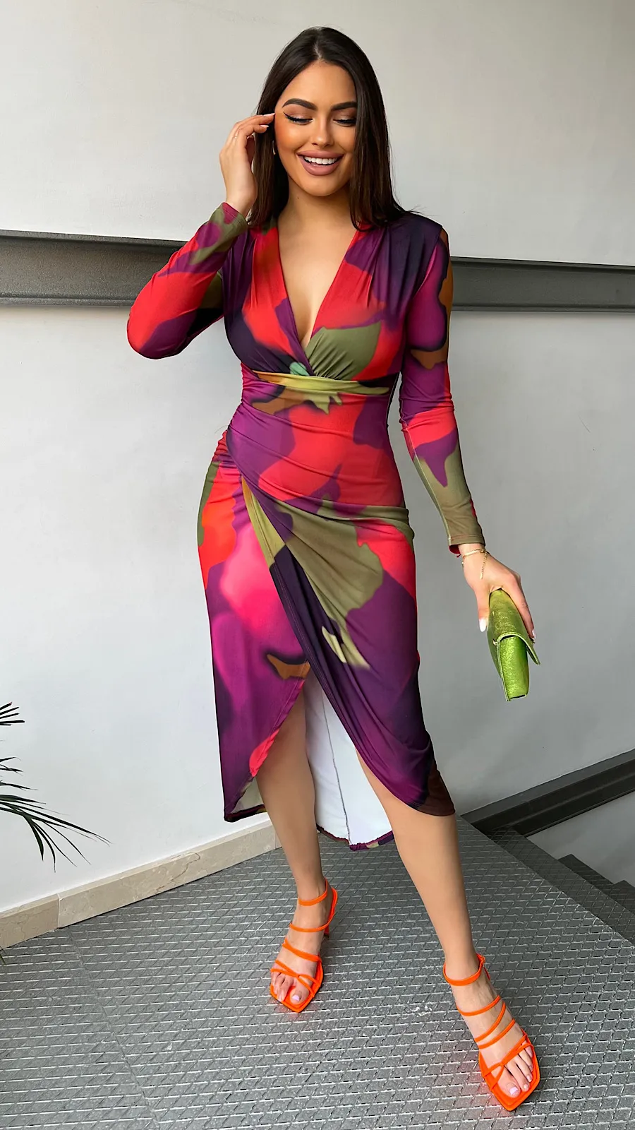 Vestido Drapeado Punto de seda Red&Green