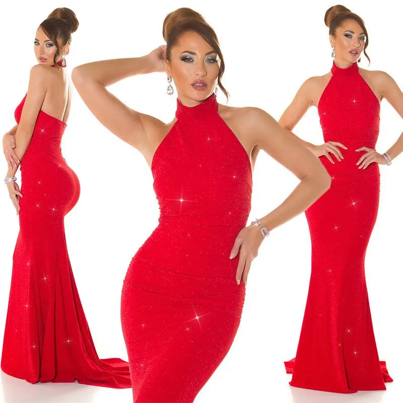 Vestido largo glitter rojo