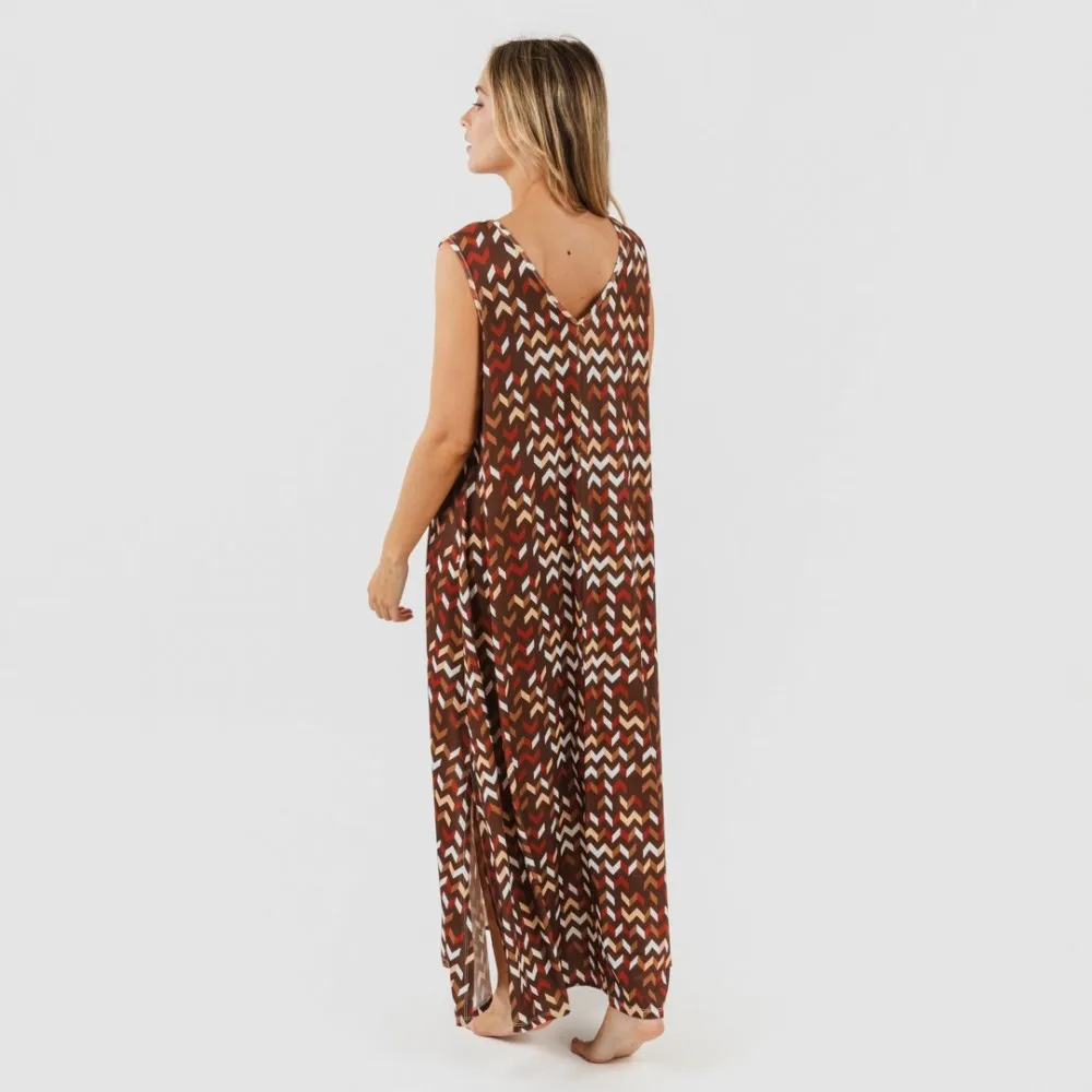 Vestido largo tirantes soft Andoni teja