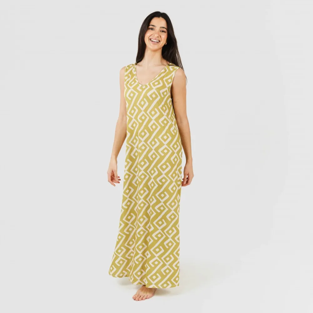 Vestido largo tirantes soft Baladi verde lima