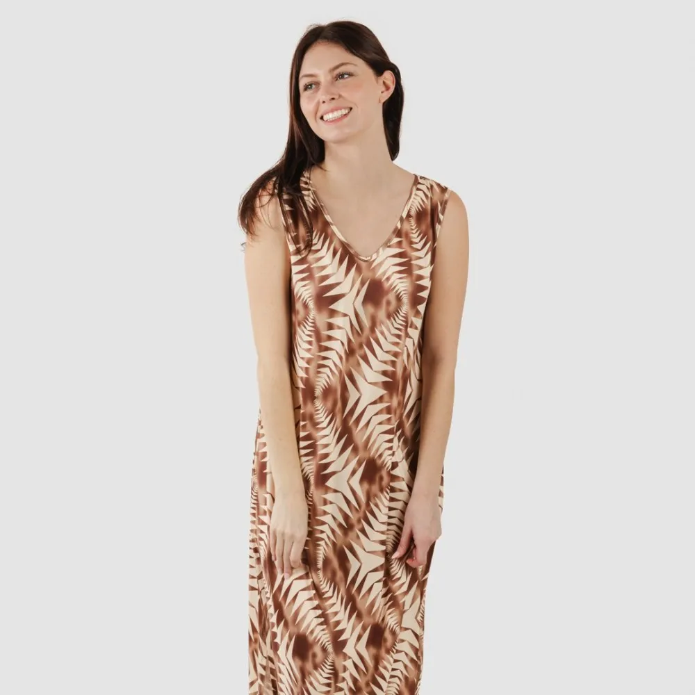 Vestido largo tirantes soft Madison marrón