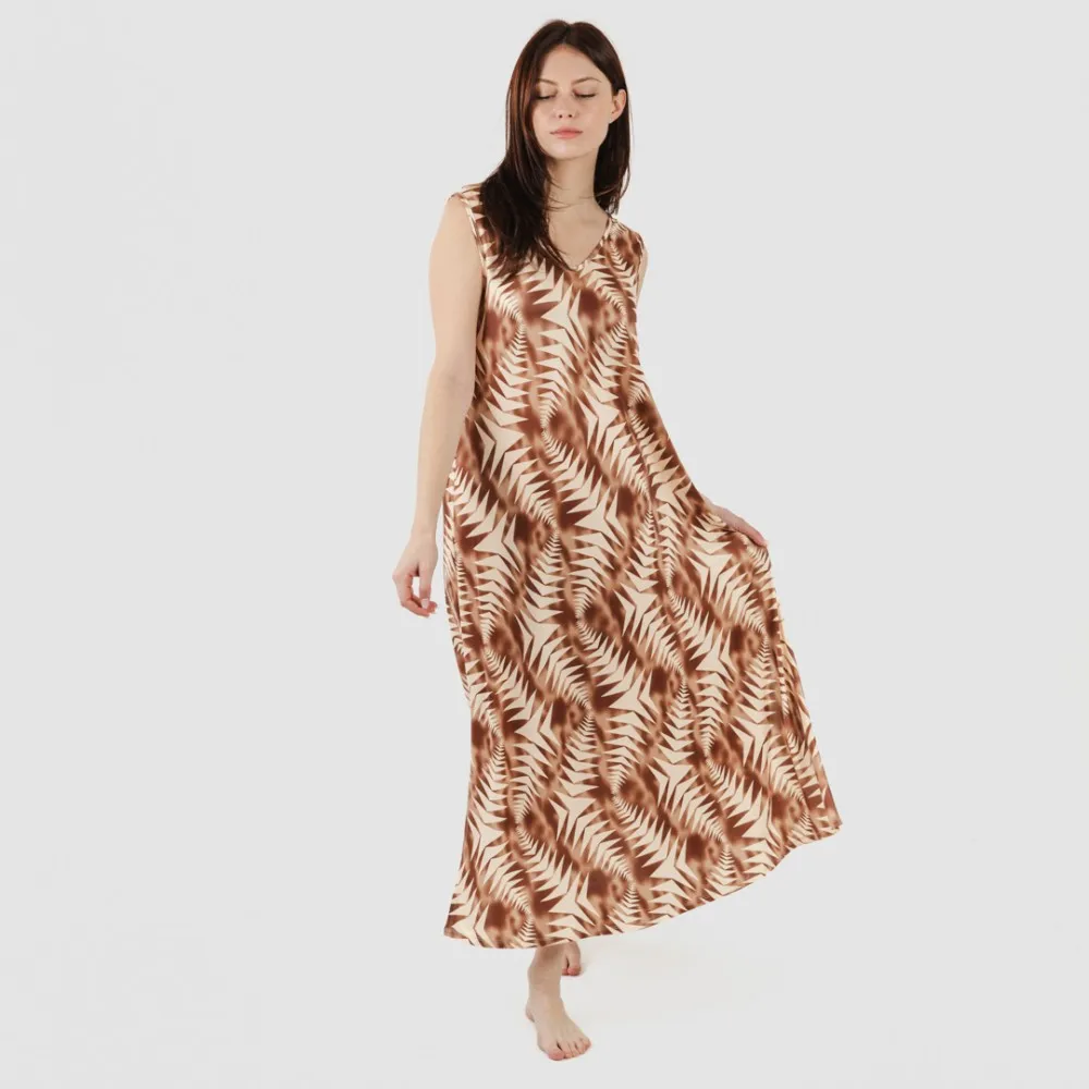 Vestido largo tirantes soft Madison marrón