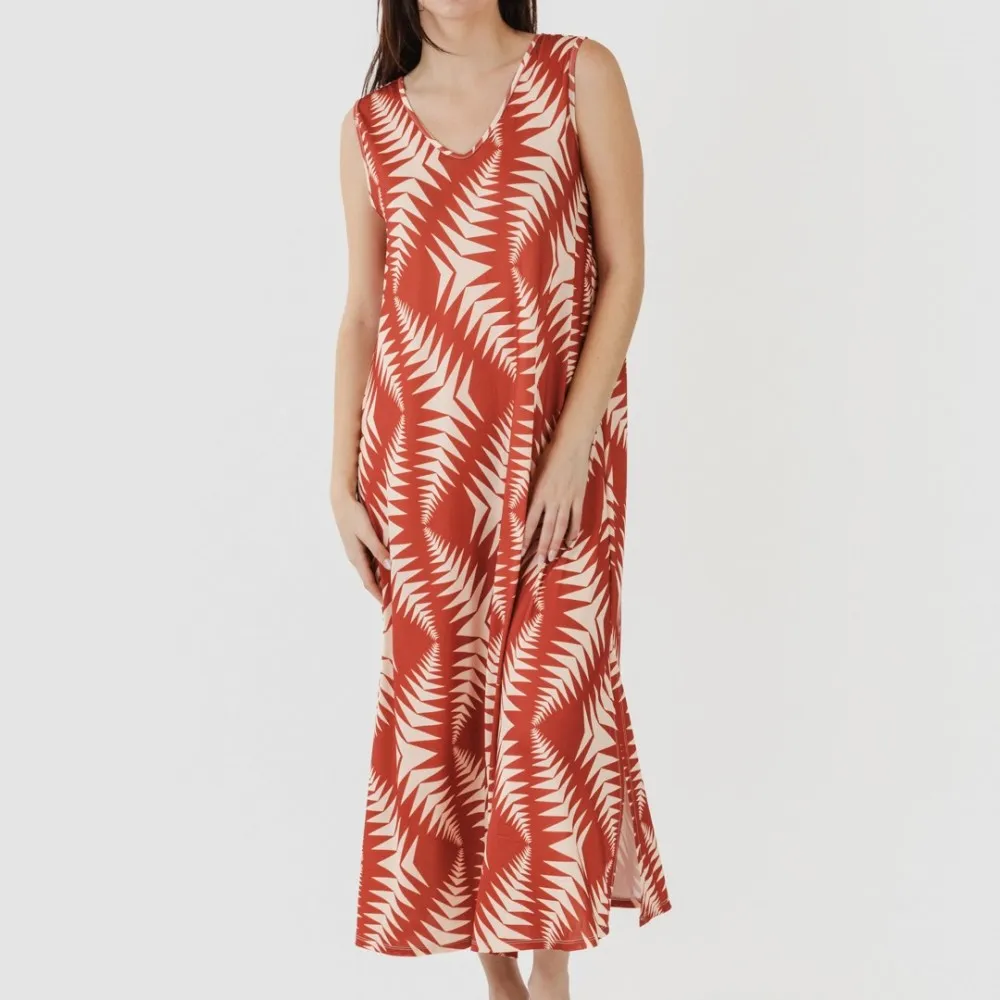 Vestido largo tirantes soft Madison teja