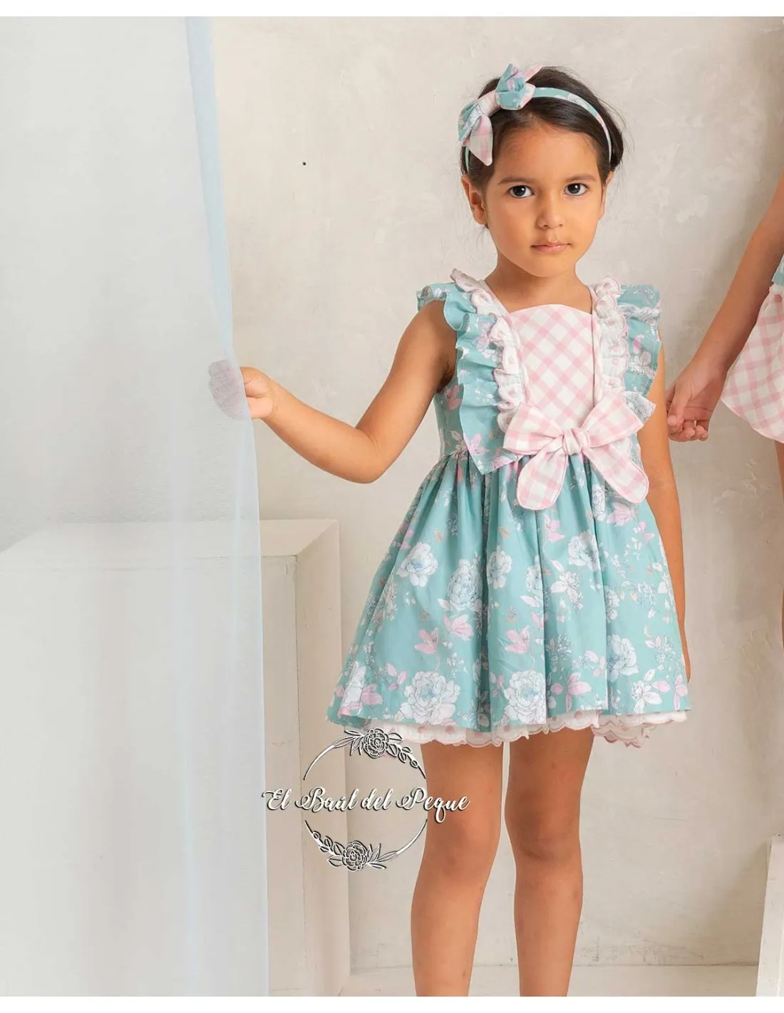 Vestido Niña Basmartí Estampado Fuxia y Turquesa Nefertiti