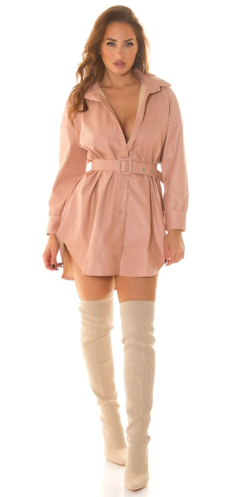 Vestido polipiel en rosa encanto