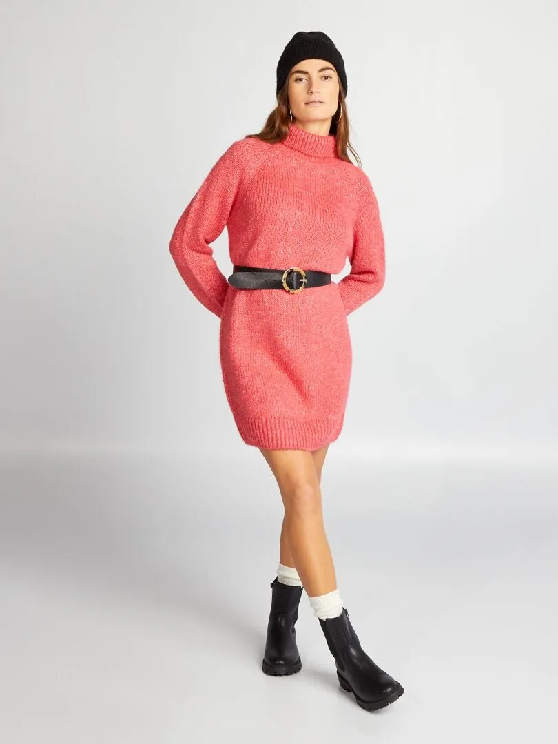 VESTIDO TIPO JERSEY CORTO DE PUNTO  ROSA