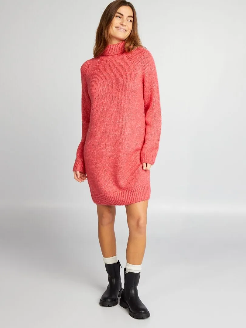 VESTIDO TIPO JERSEY CORTO DE PUNTO  ROSA