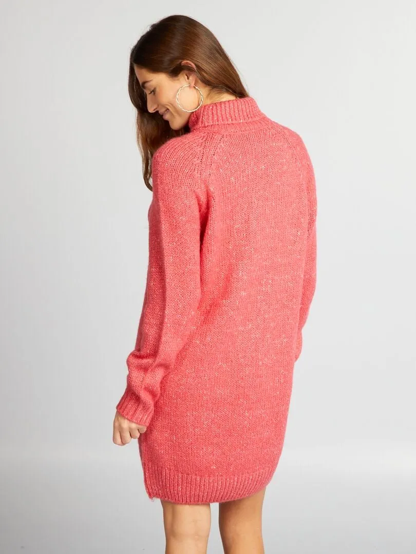 VESTIDO TIPO JERSEY CORTO DE PUNTO  ROSA