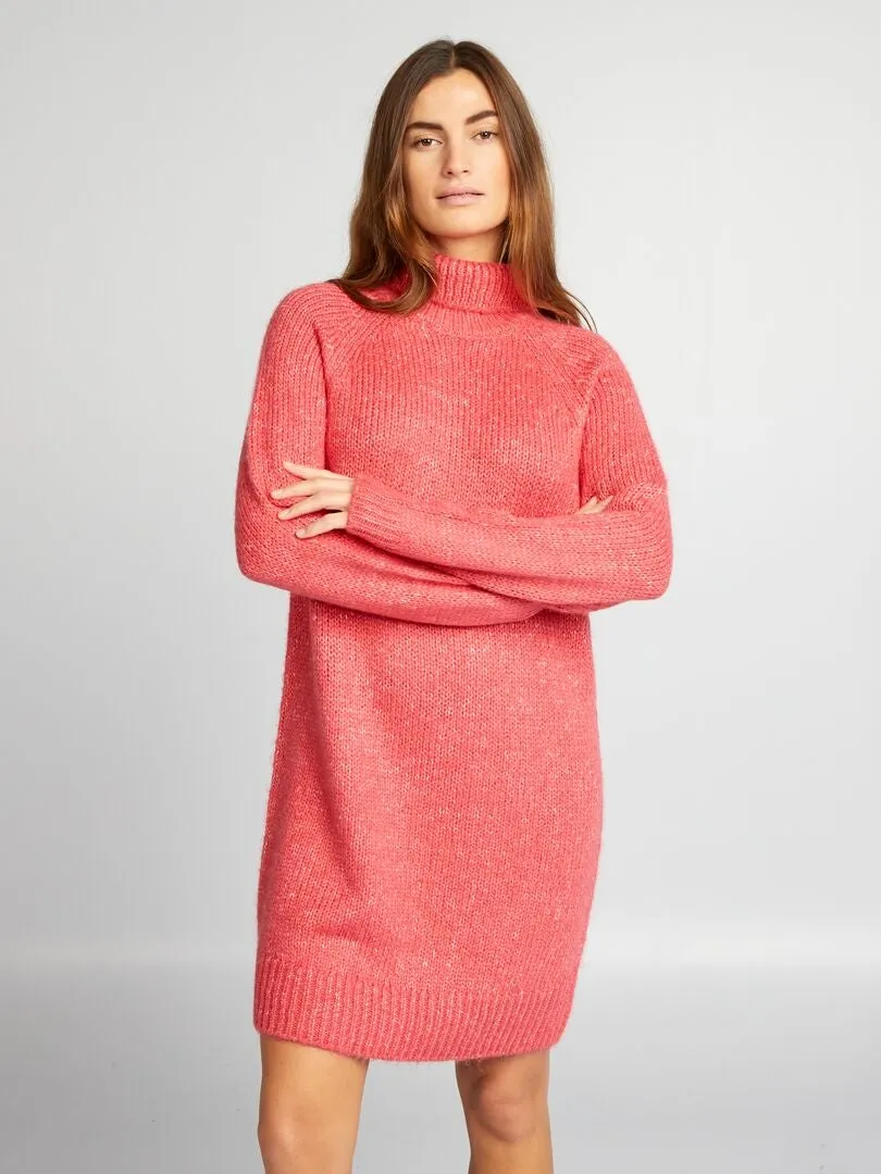 VESTIDO TIPO JERSEY CORTO DE PUNTO  ROSA