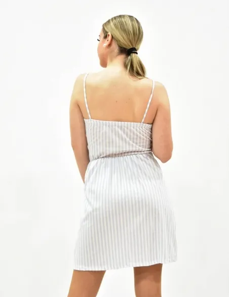 Vestido veraniego a rayas azul y blanco