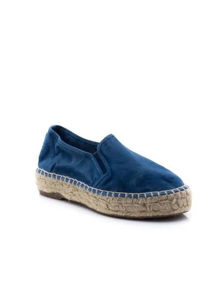 zapatilla azul yute natural world para mujer