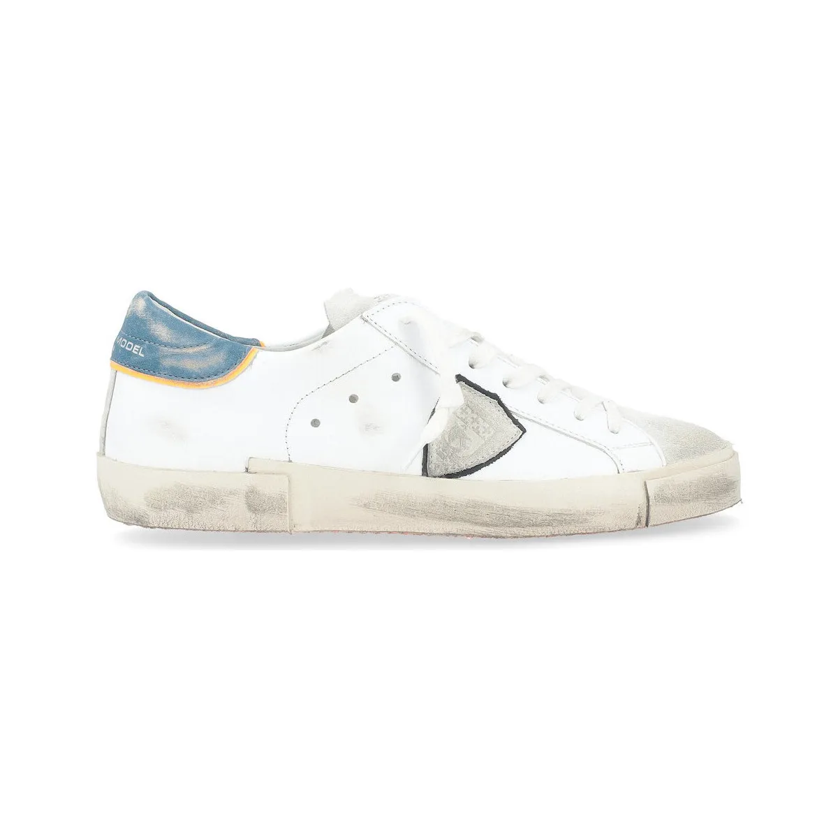 Zapatilla  París X blanco, azul y naranja