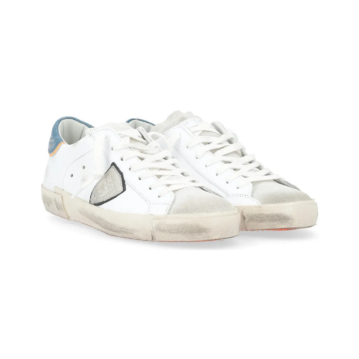 Zapatilla  París X blanco, azul y naranja
