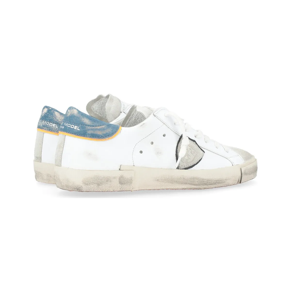 Zapatilla  París X blanco, azul y naranja
