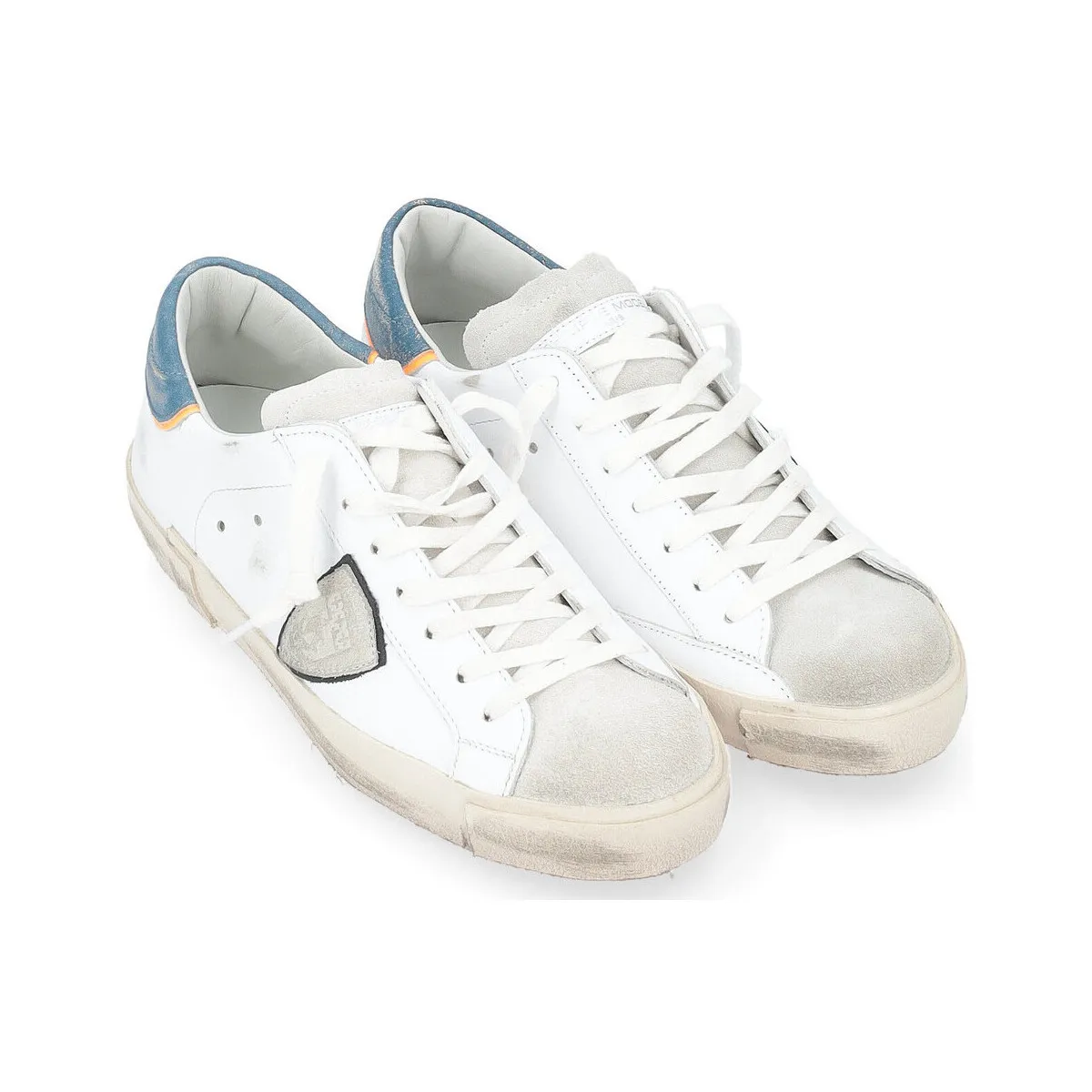 Zapatilla  París X blanco, azul y naranja