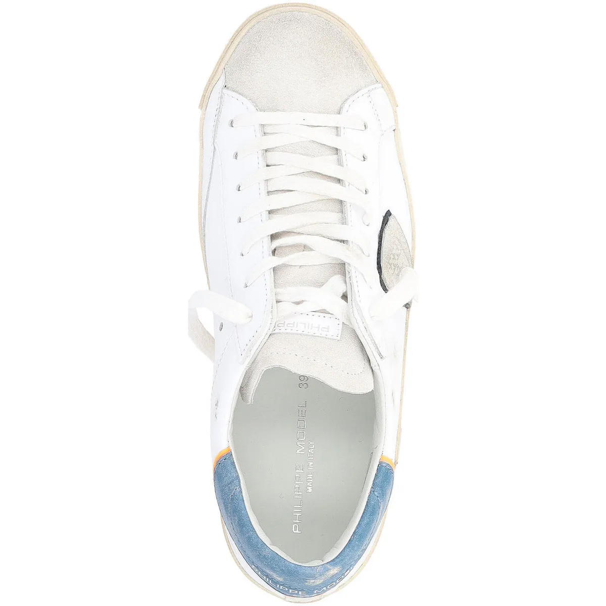 Zapatilla  París X blanco, azul y naranja