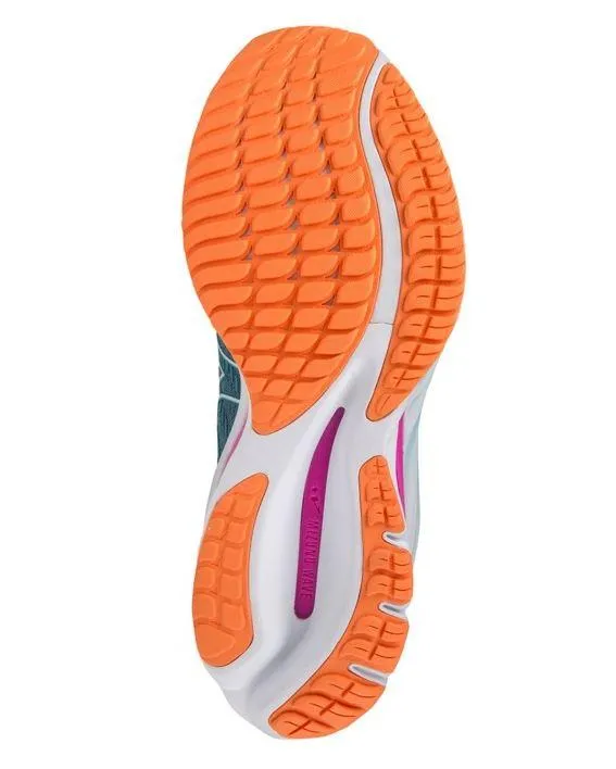 Zapatillas Mizuno Wave Rider 26 Mujer Azul Celeste/Naranja
