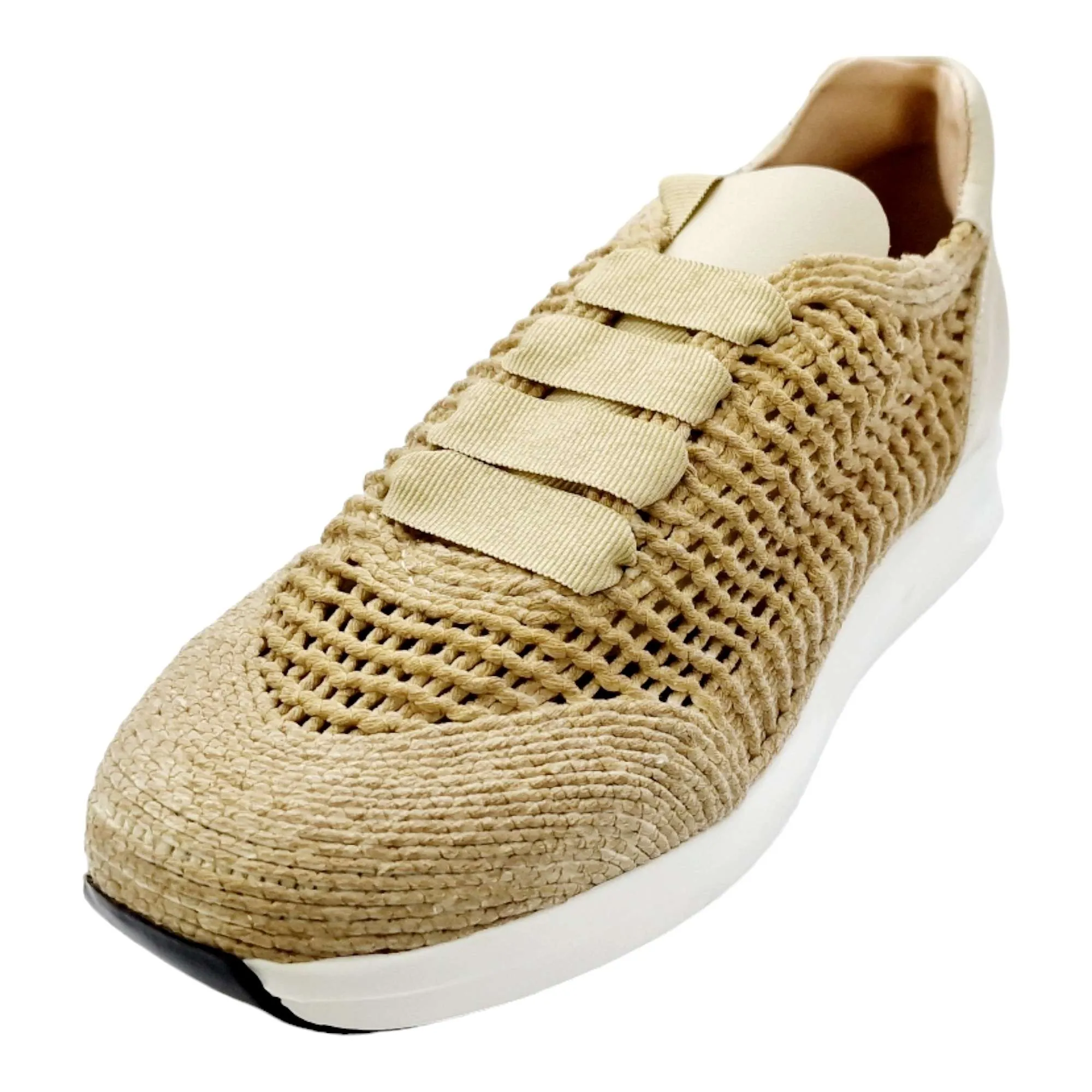 ZAPATILLAS MUJER ESPARTO CORDONES LAZO BEIGE