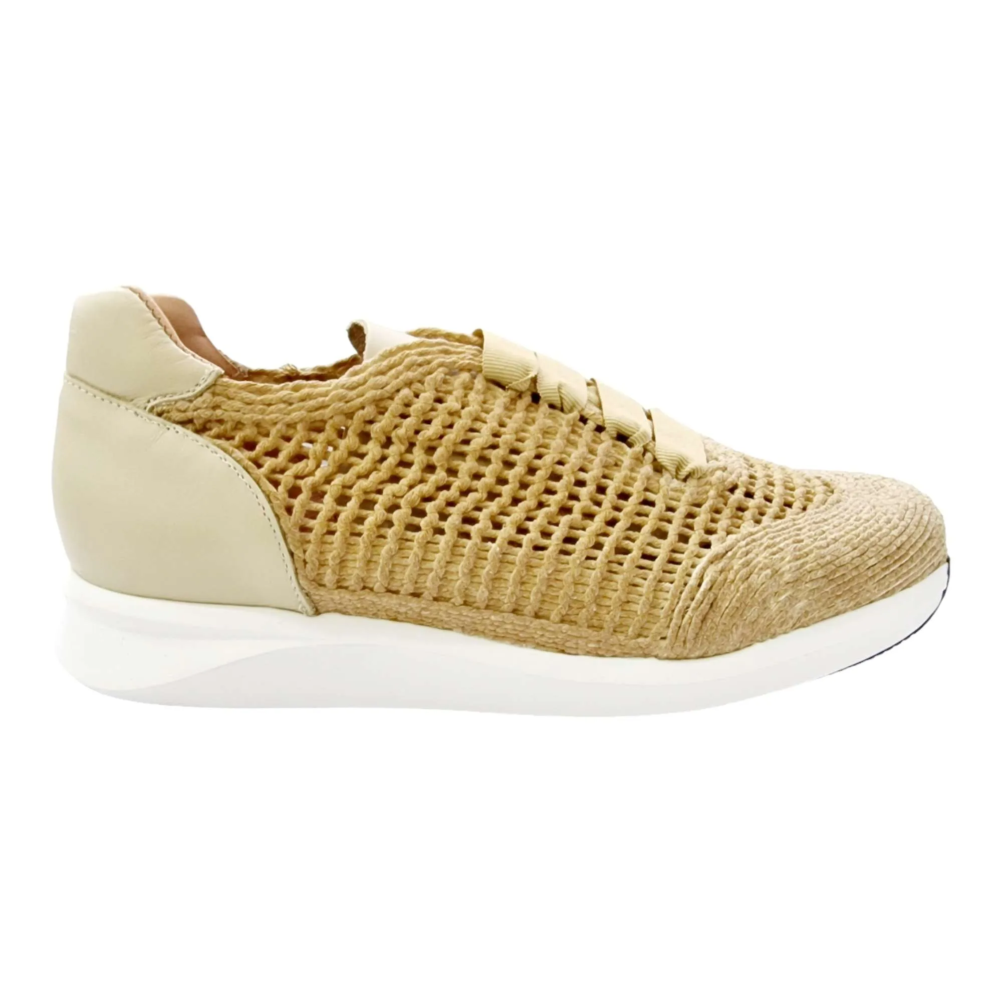 ZAPATILLAS MUJER ESPARTO CORDONES LAZO BEIGE