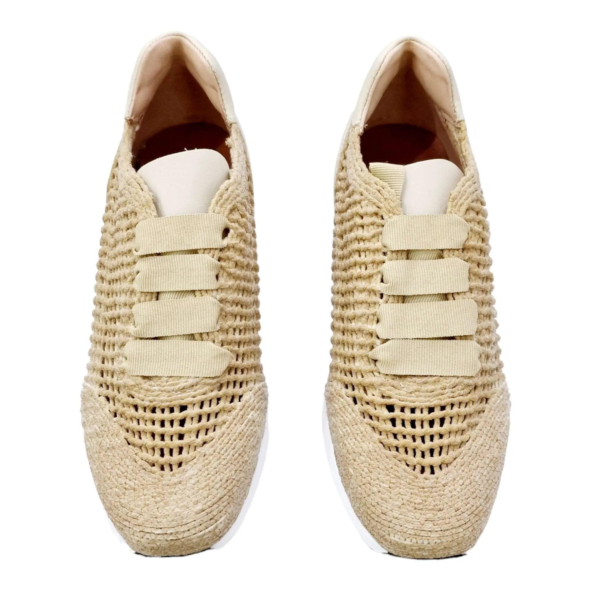 ZAPATILLAS MUJER ESPARTO CORDONES LAZO BEIGE