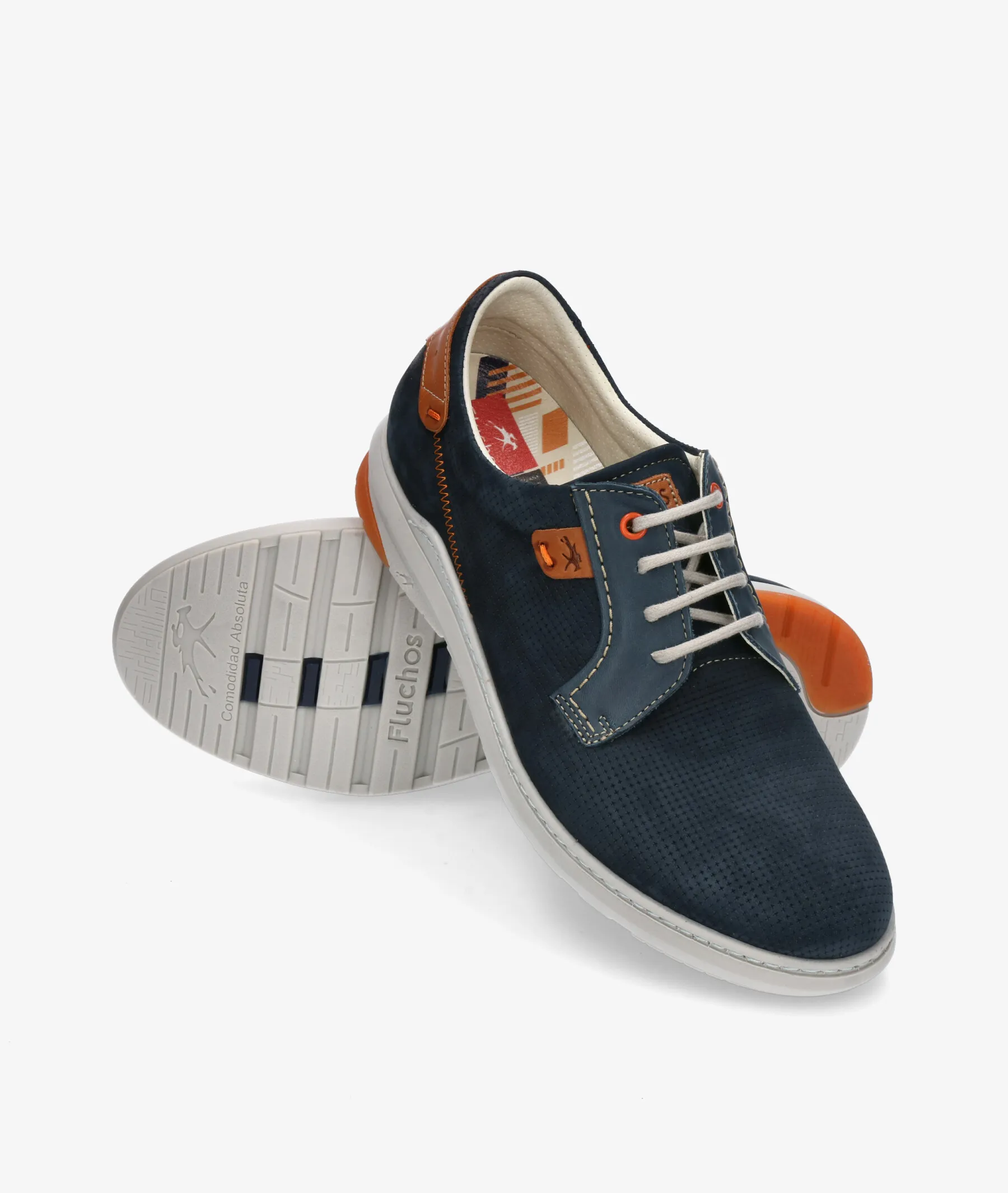 Zapatos casual Fluchos F1197 en nobuck azul
